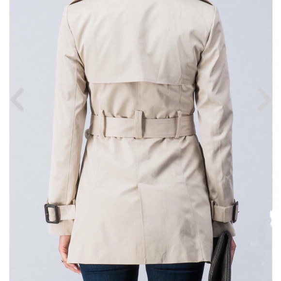 🆕 TRENCH COAT Taupe New Double Breasted Classic - Picture 2 of 8